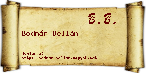 Bodnár Belián névjegykártya